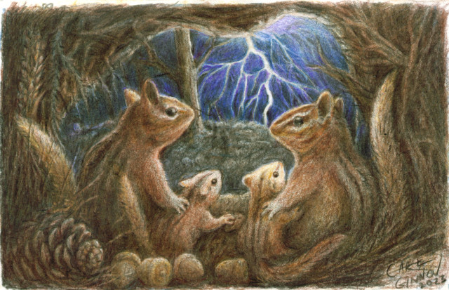 Chipmunks Waiting Out a Storm 2023