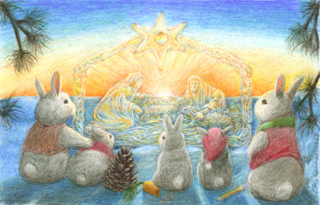 Christmas Bunny Ice Sculpture Inside 2023